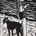 1. Bild 1 - Nyberg Chromy May- Britt - Mädchen mit Hund am Strand - Linoldruck auf Papier, 2020, 1 von 20, 30 x 20 cm